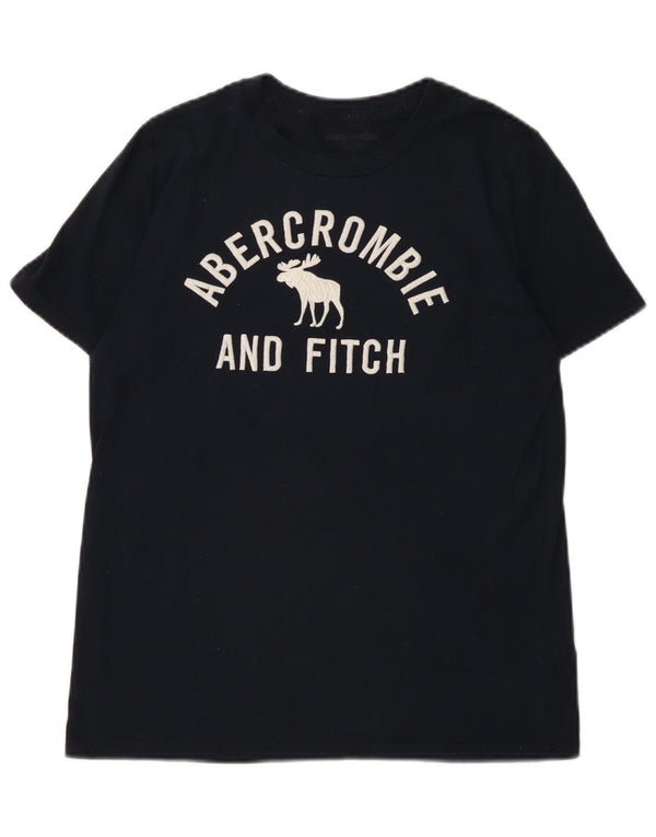 Abercrombie & Fitch Grafik-T-Shirt-Oberteil für Jungen, 15–16 Jahre, marineblaue Baumwolle
