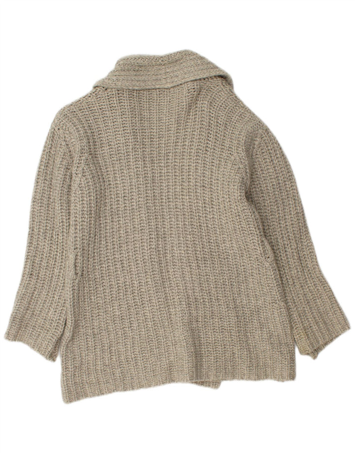 Benetton Womens Open Cardigan Sweater UK 14 Medium Grey Uld
