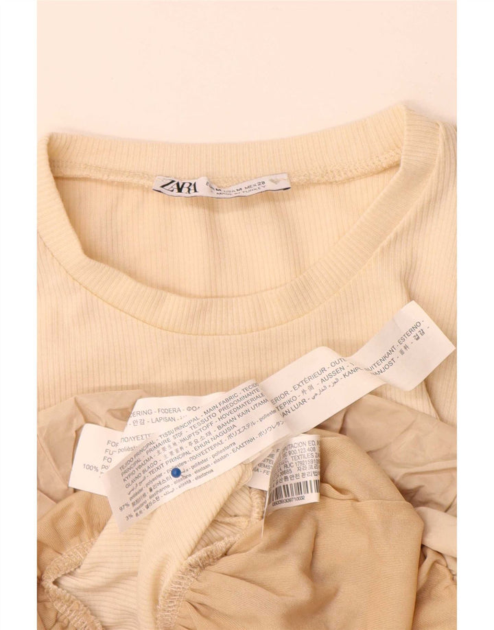 Zara Dametop Langærmet UK 12 Medium Beige Polyester