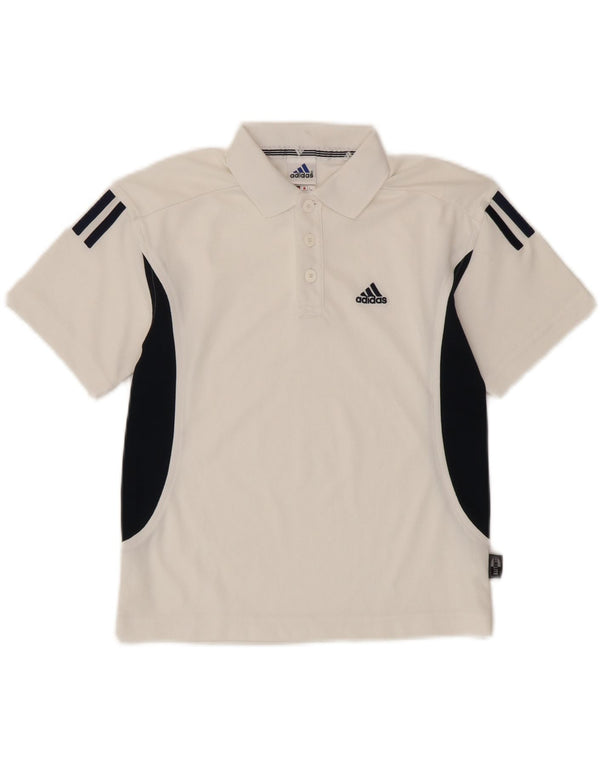 Adidas Boys Climalite Polo Shirt 7-8 Years White Colourblock Polyester