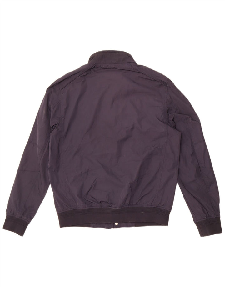 Zara Mens Bomber Jacket UK 40 Large Navy Blue Polyester