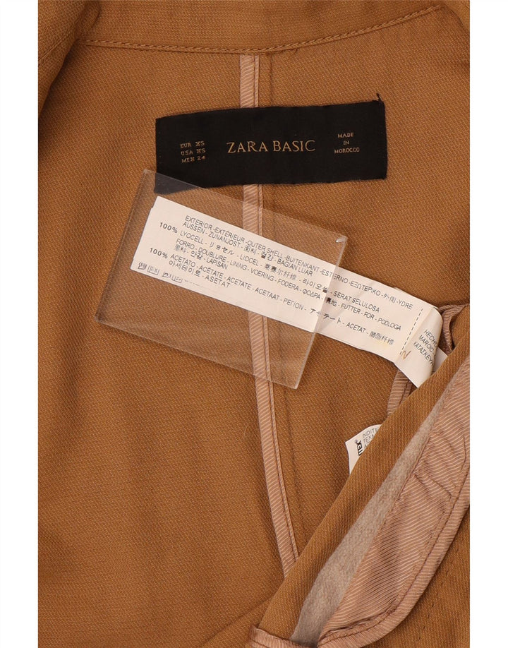 Zara Womens Oversized Crop Open Blazer Jacket UK 6 XS Brun Lyocell