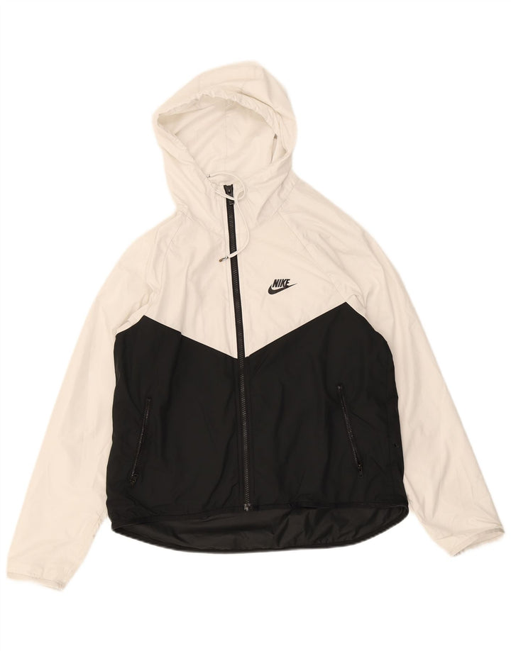 Nike Mens Hooded Rain Jacket UK 36 Small White Colourblock