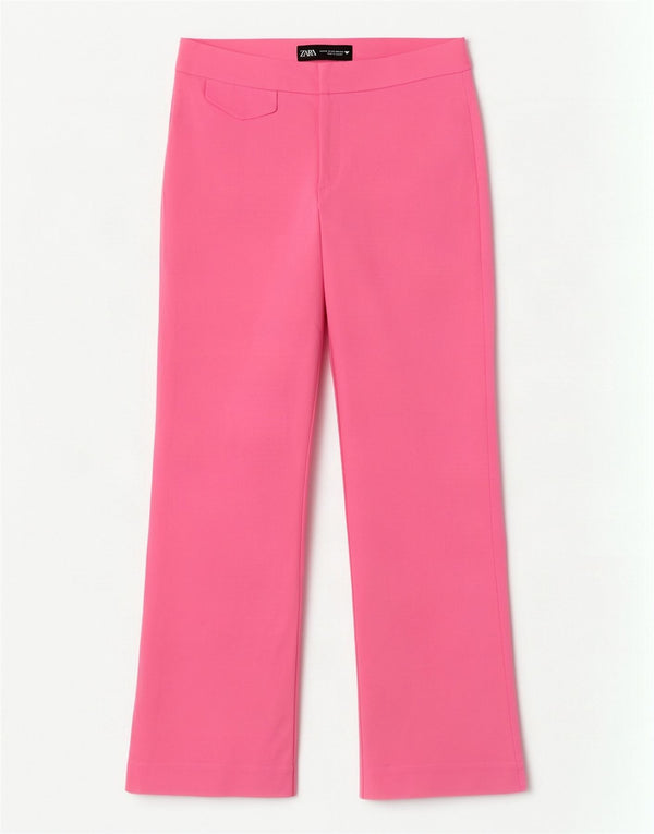 Pantaloni casual dritti da donna Zara XS W24 L25 cotone rosa
