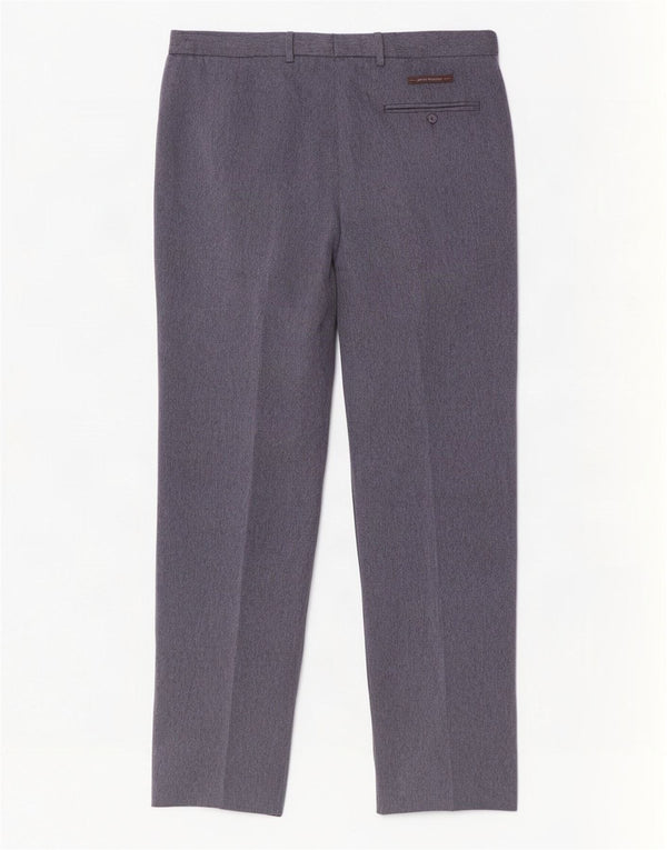 Pantaloni da abito regolari da uomo Marks & Spencer W36 L33 blu a spina di pesce