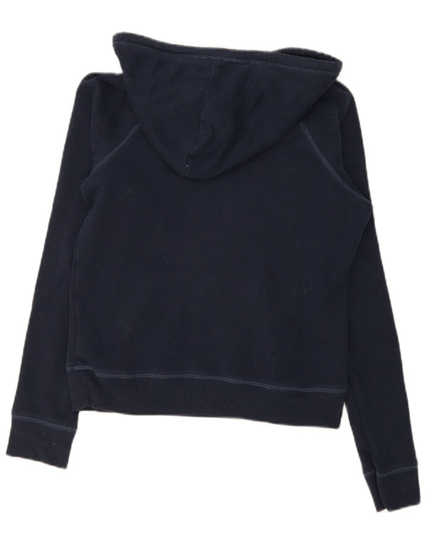 Hollister Womens Graphic Hoodie Jumper UK 10 Small Navy Blue Cotton