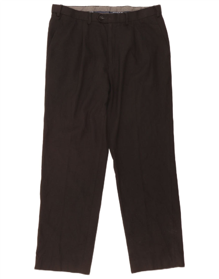 MARKS & SPENCER Mens Regular Fit Suit Trousers W34 L31 Black Wool