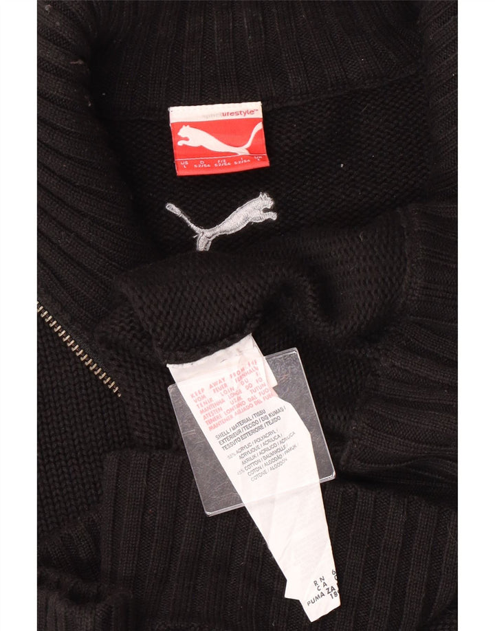Puma Mens Cardigan Sweater Large Black Acrylic