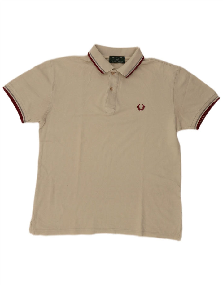 Fred Perry Mens Polo Shirt Medium Beige Cotton