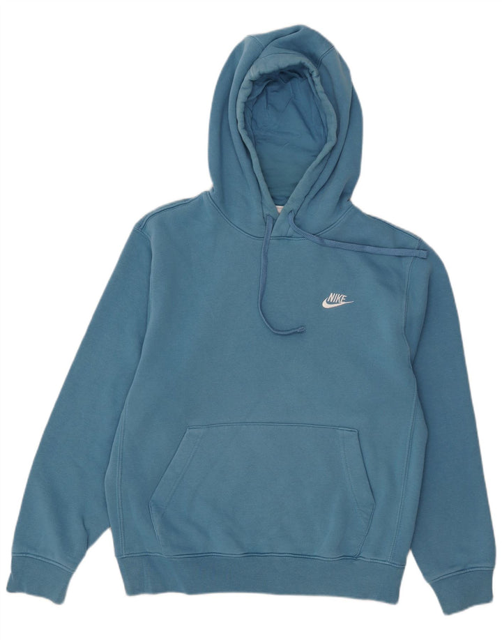 NIKE Mens Hoodie Jumper Small Blue Cotton