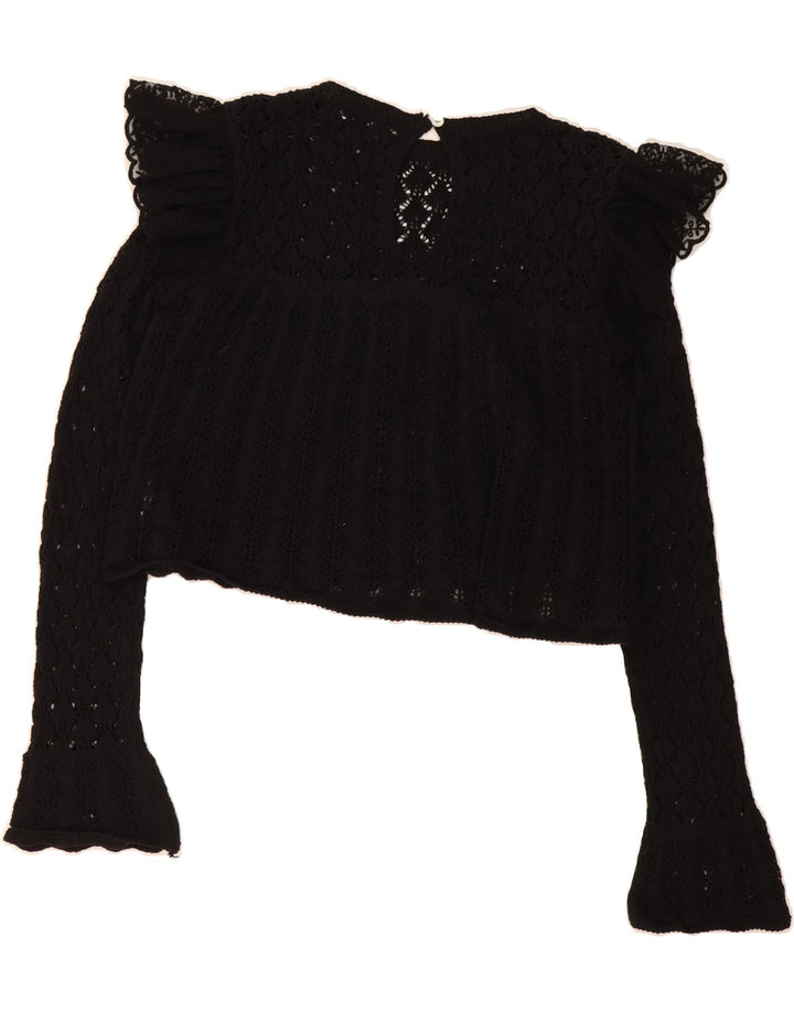 ZARA Womens Crop Knit Blouse Top UK 14 Medium Black Vintage Zara and Second-Hand Zara from Messina Hembry 