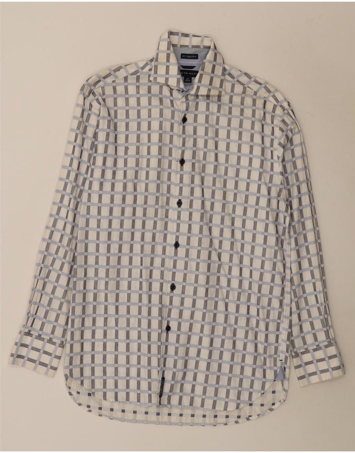 Tommy Hilfiger Mens Shirt Small White Check Cotton
