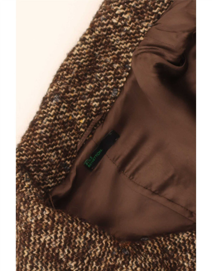 Cappotto doppiopetto vestibilità regolare da donna Benetton UK 10 piccolo marrone screziato