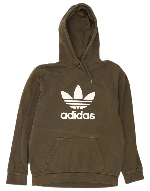 Adidas Mens Graphic Hoodie Jumper Small Green Cotton