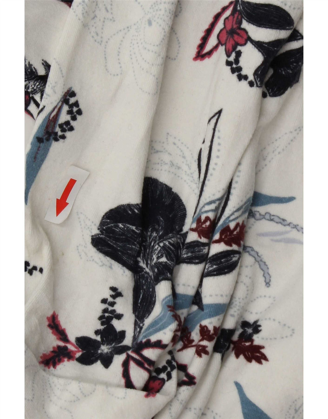Marks & Spencer Womens Top Long Sleeve UK 12 Medium White Floral Viscose
