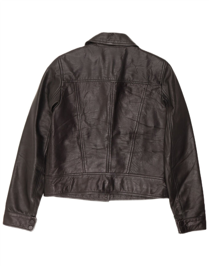 Trafaluc Womens Biker Leather Jacket UK 10 Small Black Leather