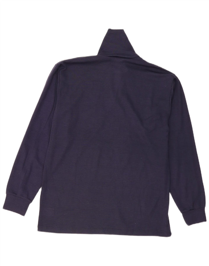 Vintage Mens Zip Neck Jumper Sweater IT 50 Medium Navy Blue Wool