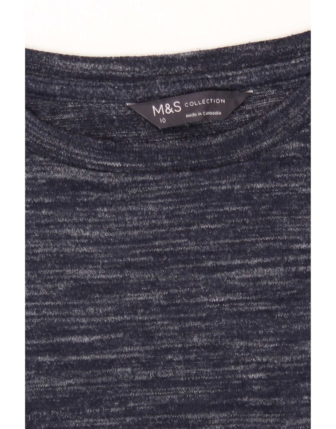 Marks & Spencer Womens Top Long Sleeve UK 10 Small Navy Blue Flecked