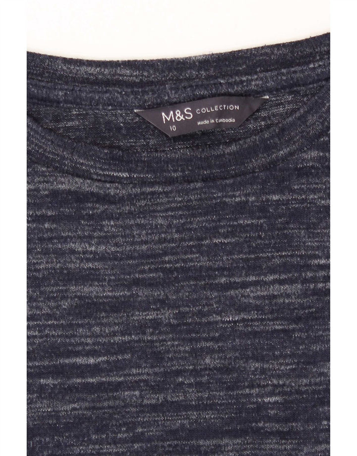 Marks & Spencer Womens Top Long Sleeve UK 10 Small Navy Blue Flecked
