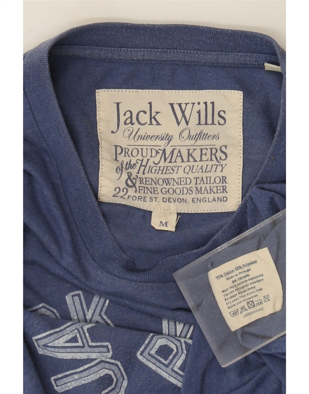 Jack Wills Mens Graphic T-Shirt Top Medium Blue Cotton