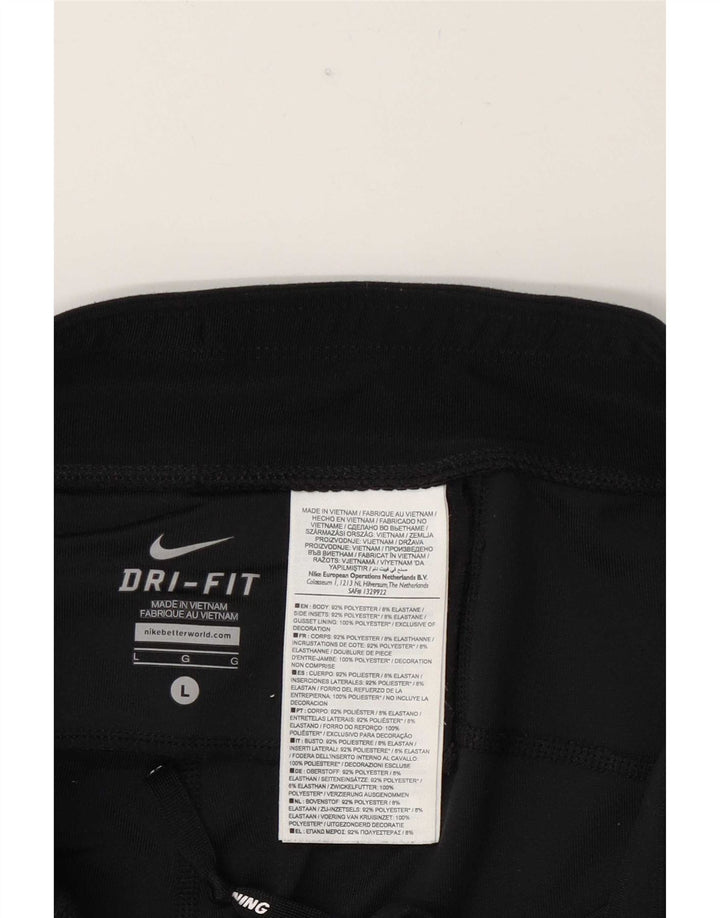 Nike Womens Dri Fit Leggings UK 14 Large Navy Blue Polyester