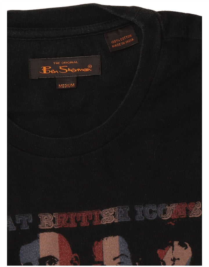 T-shirt grafica da uomo Ben Sherman Top in cotone nero medio