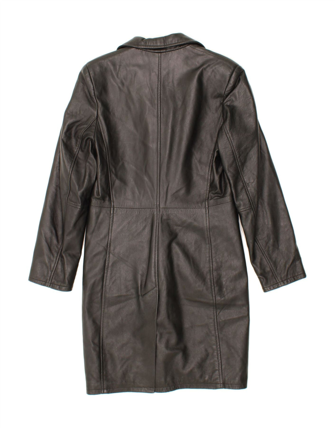 VINTAGE Womens Leather Coat UK 14 Medium Black Leather Vintage Vintage and Second-Hand Vintage from Messina Hembry 