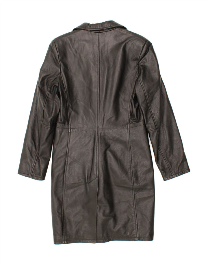 VINTAGE Womens Leather Coat UK 14 Medium Black Leather Vintage Vintage and Second-Hand Vintage from Messina Hembry 