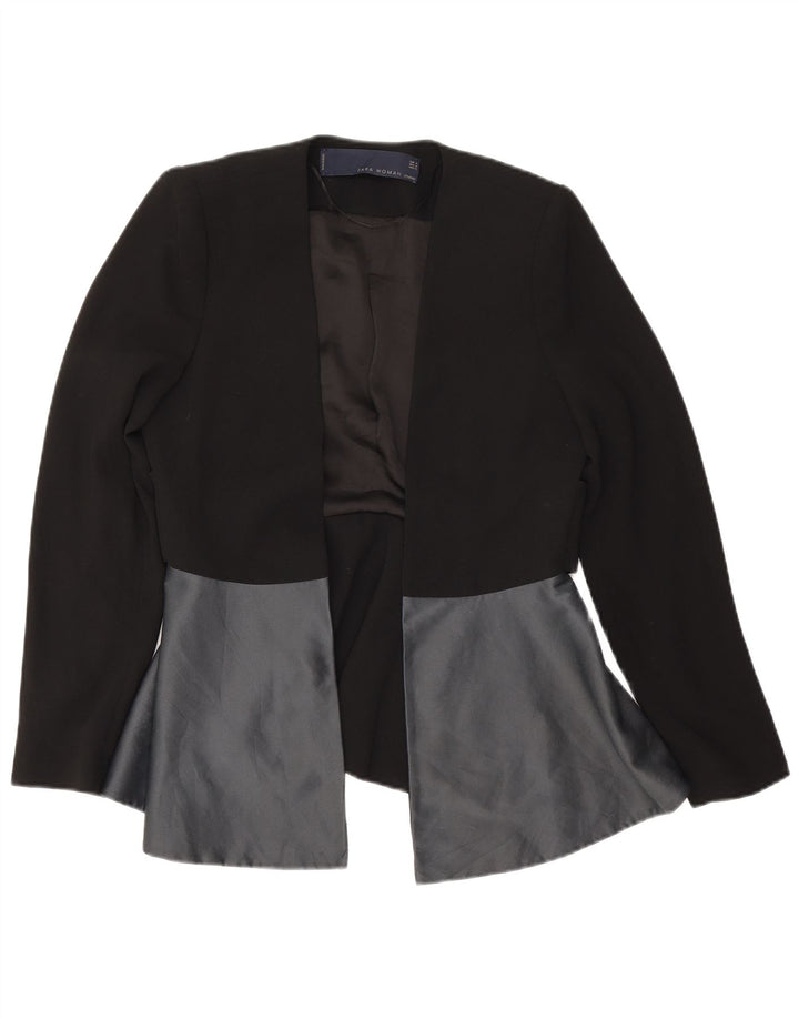 Zara Womens Open Blazer Jacket UK 14 Medium Black Colourblock Poliéster