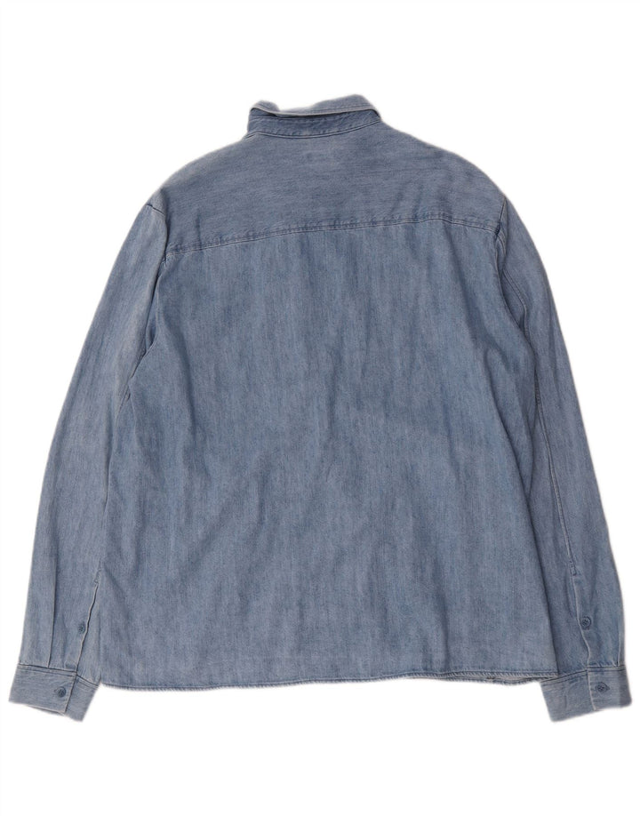 Cos Denimskjorte til mænd, stor blå bomuld