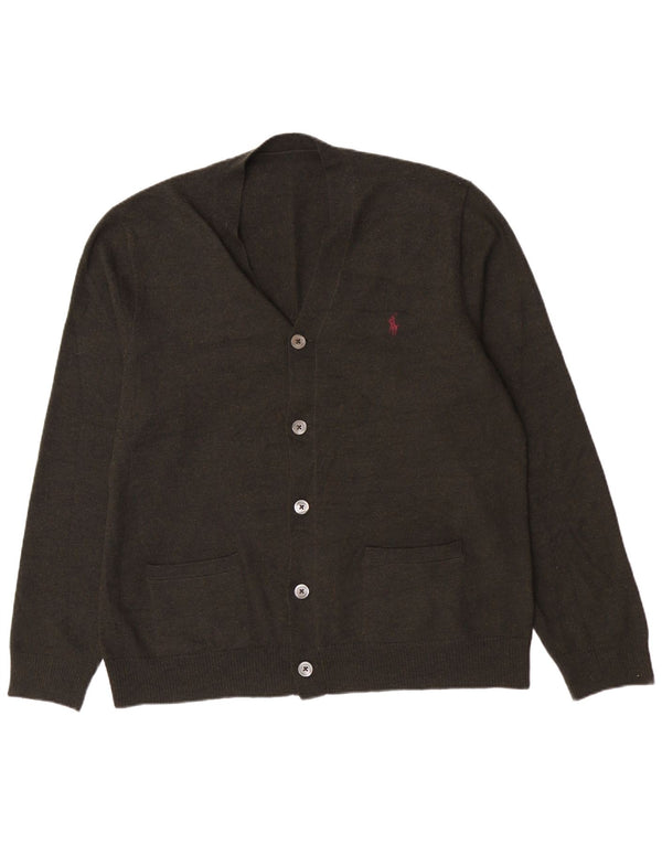 Polo Ralph Lauren Mens Cardigan Sweater Large Green Merino Wool Classic