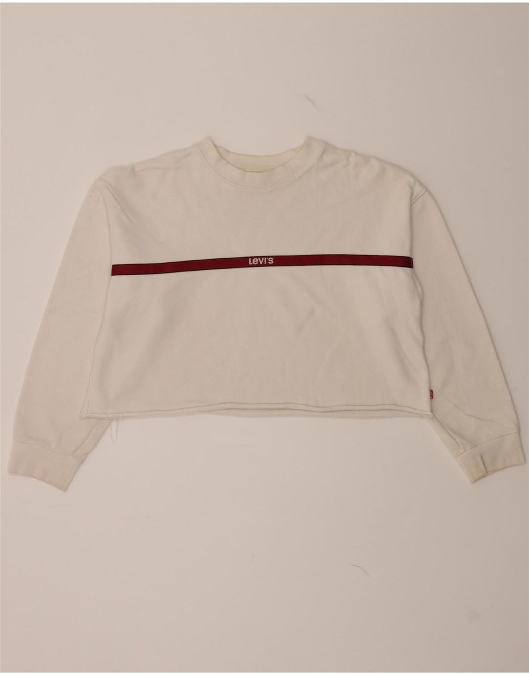 LEVI'S Womens Crop Oversized Sweatshirt Jumper UK 10 Small White Vintage Levi's and Second-Hand Levi's from Messina Hembry 