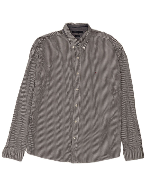 Camicia da uomo vintage fit Tommy Hilfiger 2XL cotone gessato blu navy