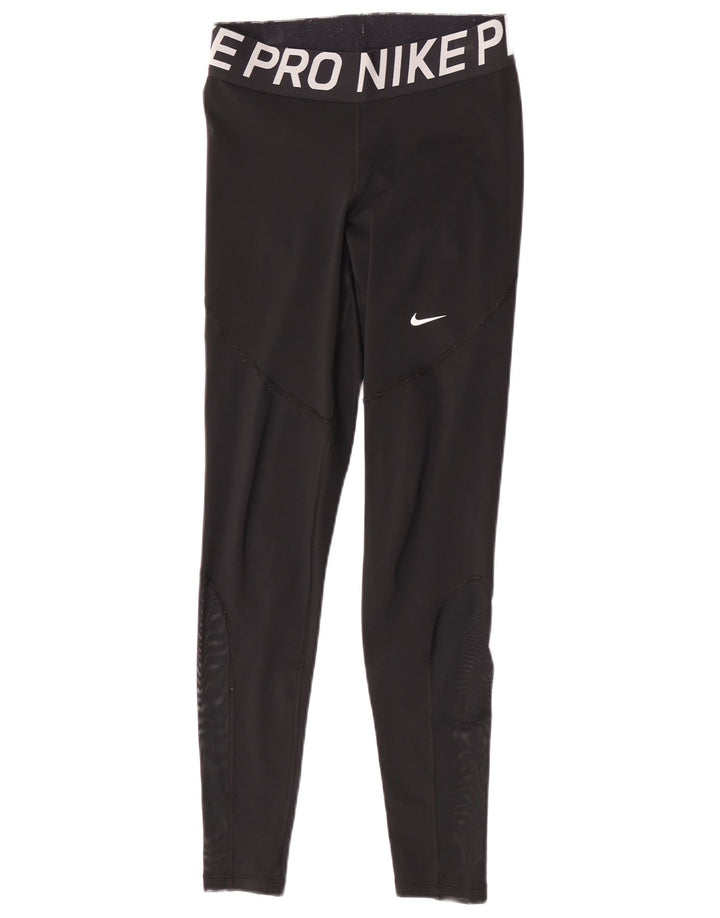 Nike Womens Dri Fit Graphic Leggings UK 14 Medium Black