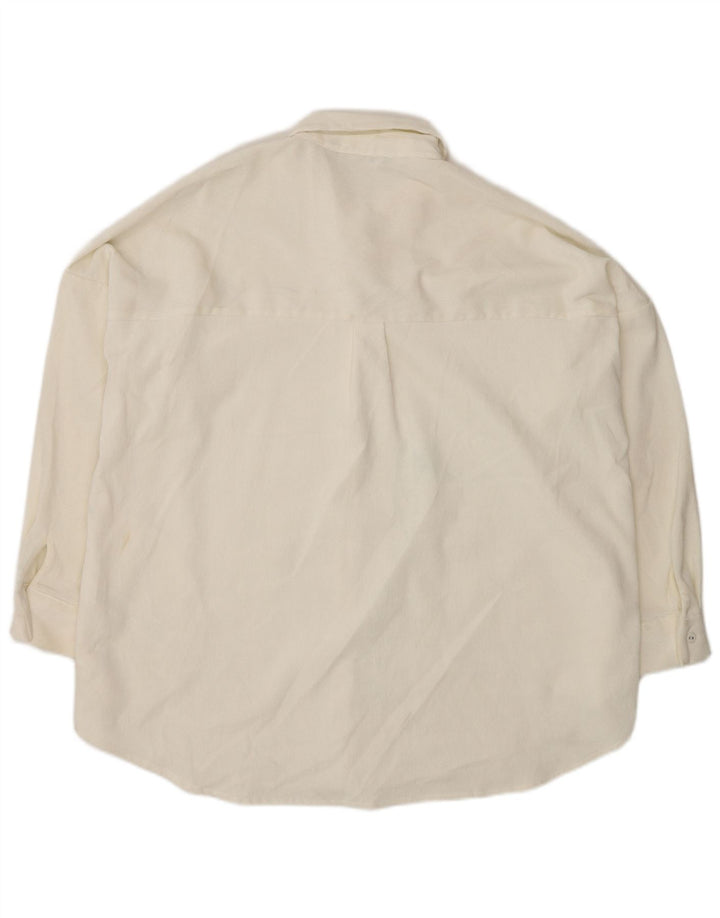 Zara Oversized skjorte til kvinder UK 14 Medium White Polyester