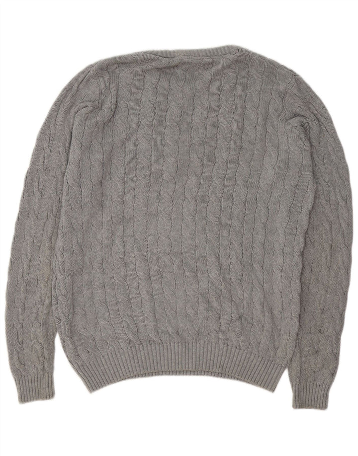 KANGOL Mens Crew Neck Jumper Sweater Large Grey Cotton
