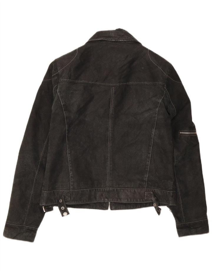 Vintage Womens Suede Jacket UK 10 Small Black Leather