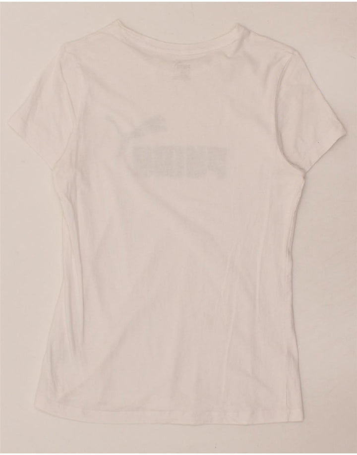 PUMA Womens Graphic T-Shirt Top UK 12 Medium White Vintage Puma and Second-Hand Puma from Messina Hembry 
