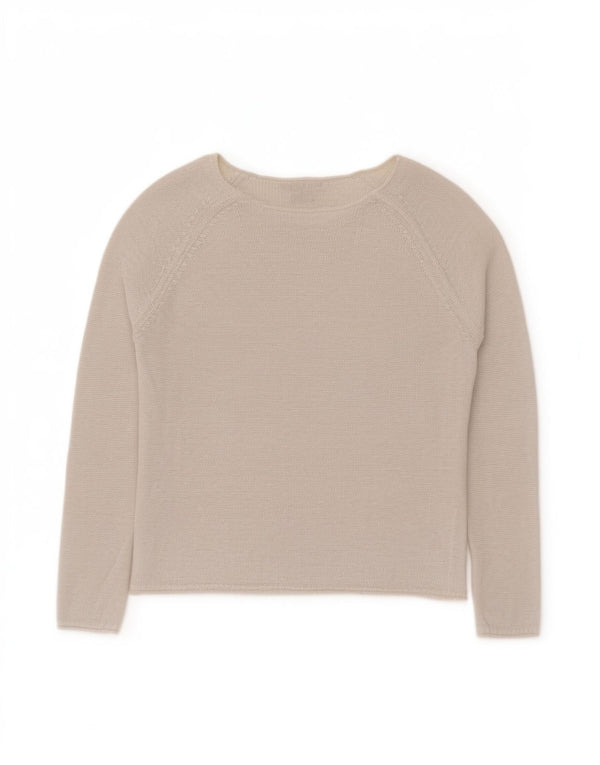 Tommy Hilfiger Dame Boat Neck Jumper Sweater UK 10 Small Off White Classi