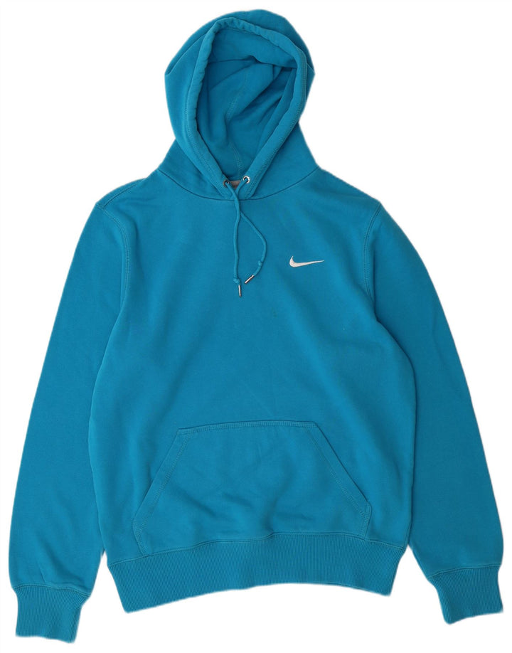 NIKE Mens Hoodie Jumper Small Blue Cotton