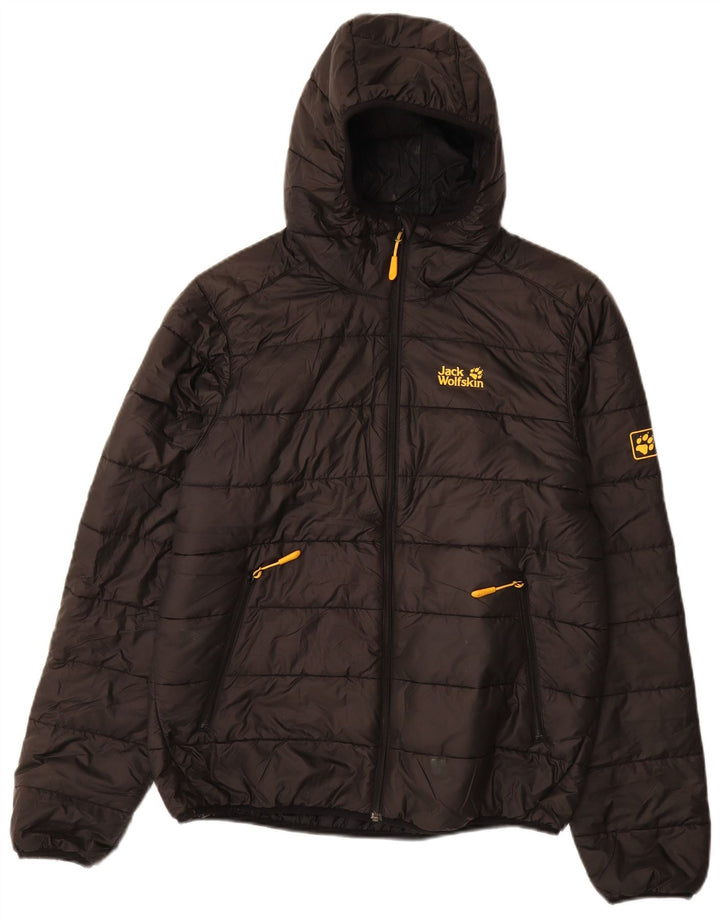 JACK WOLFSKIN Wattierte Herrenjacke mit Kapuze, UK 34, Small, Schwarz, Polyester