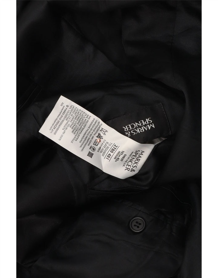 Marks & Spencer Mens 2 Button Blazer Jacket UK 38 Medium Black Wool