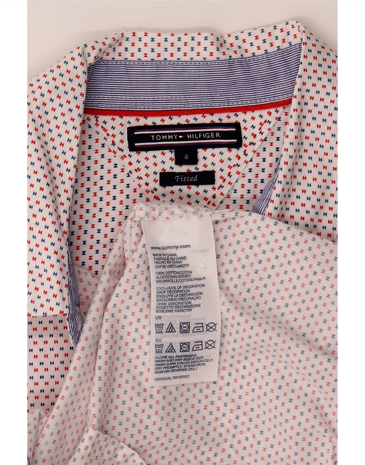 TOMMY HILFIGER Womens Fitted Graphic Shirt US 8 Medium Red Cotton Vintage Tommy Hilfiger and Second-Hand Tommy Hilfiger from Messina Hembry 
