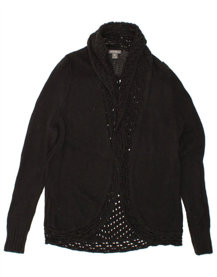 EDDIE BAUER Womens Cardigan Sweater UK 14 Medium Black Cotton Vintage Eddie Bauer and Second-Hand Eddie Bauer from Messina Hembry 