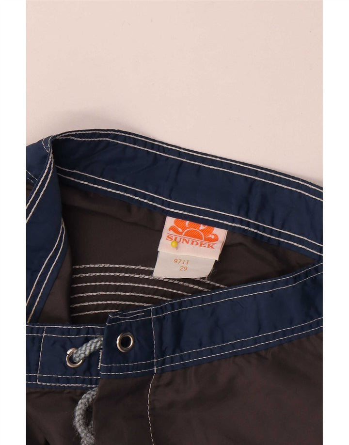 Sundek Mens Swimming Shorts Small Grey Colourblock