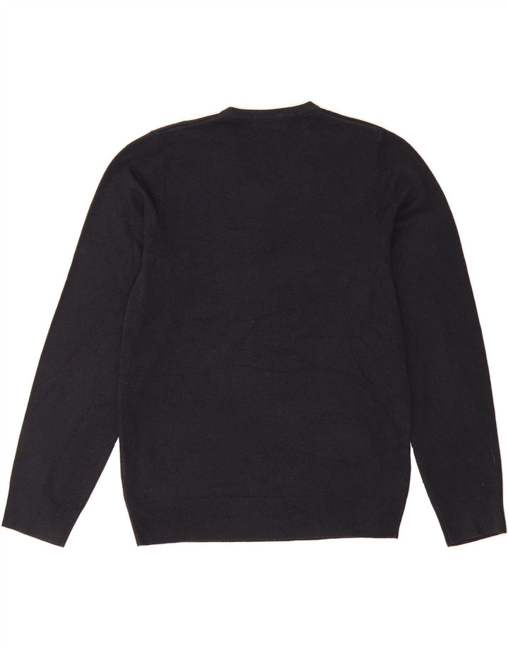 MARKS & SPENCER Mens V-Neck Jumper Sweater Small Navy Blue Acrylic Vintage Marks & Spencer and Second-Hand Marks & Spencer from Messina Hembry 