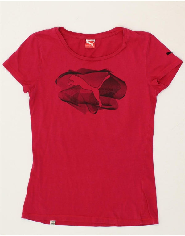 Camiseta feminina PUMA com estampa gráfica UK 10 pequeno algodão rosa