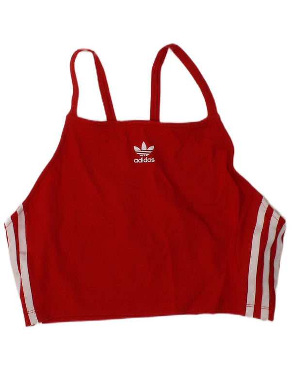 Adidas Womens Graphic Sport Bra Top UK 12/14 Medium Red Cotton Sports