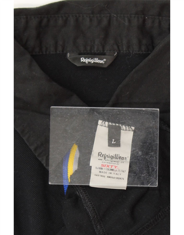 REFRIGIWEAR Mens Polo Shirt Large Black Cotton Vintage Refrigiwear and Second-Hand Refrigiwear from Messina Hembry 