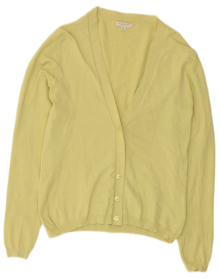 Massimo Dutti Womens Cardigan Sweater UK 12 Medium Yellow Viscose